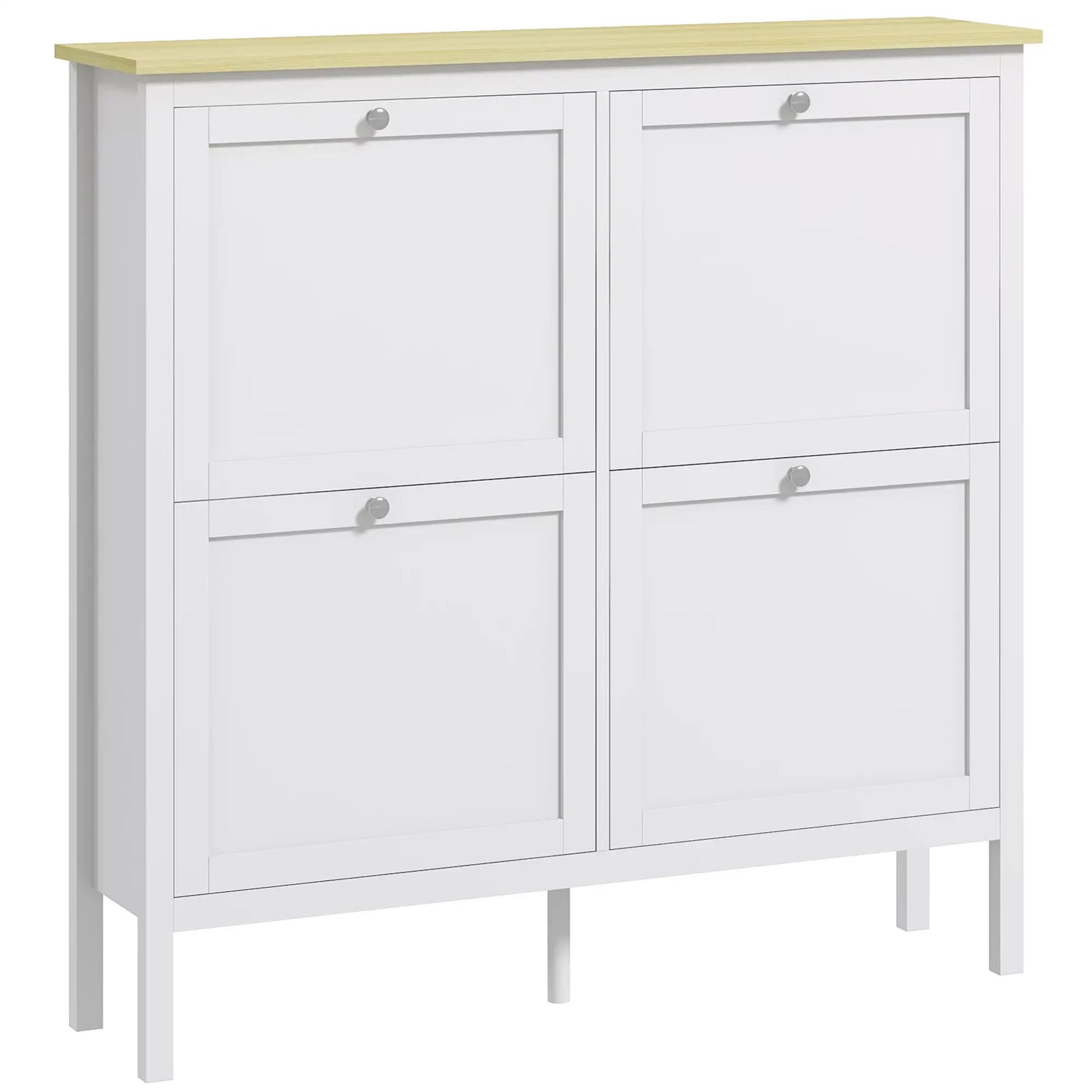 Shoe Storage Cabinet, 4 Flip Drawers, Adjustable Shelves, Holds 20 Pairs, White Shoe Storage Cabinets & Racks at Gallery Canada