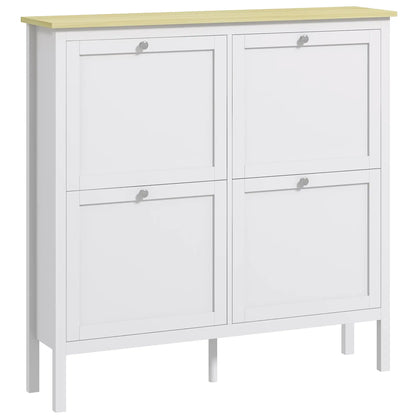 Shoe Storage Cabinet, 4 Flip Drawers, Adjustable Shelves, Holds 20 Pairs, White Shoe Storage Cabinets & Racks at Gallery Canada