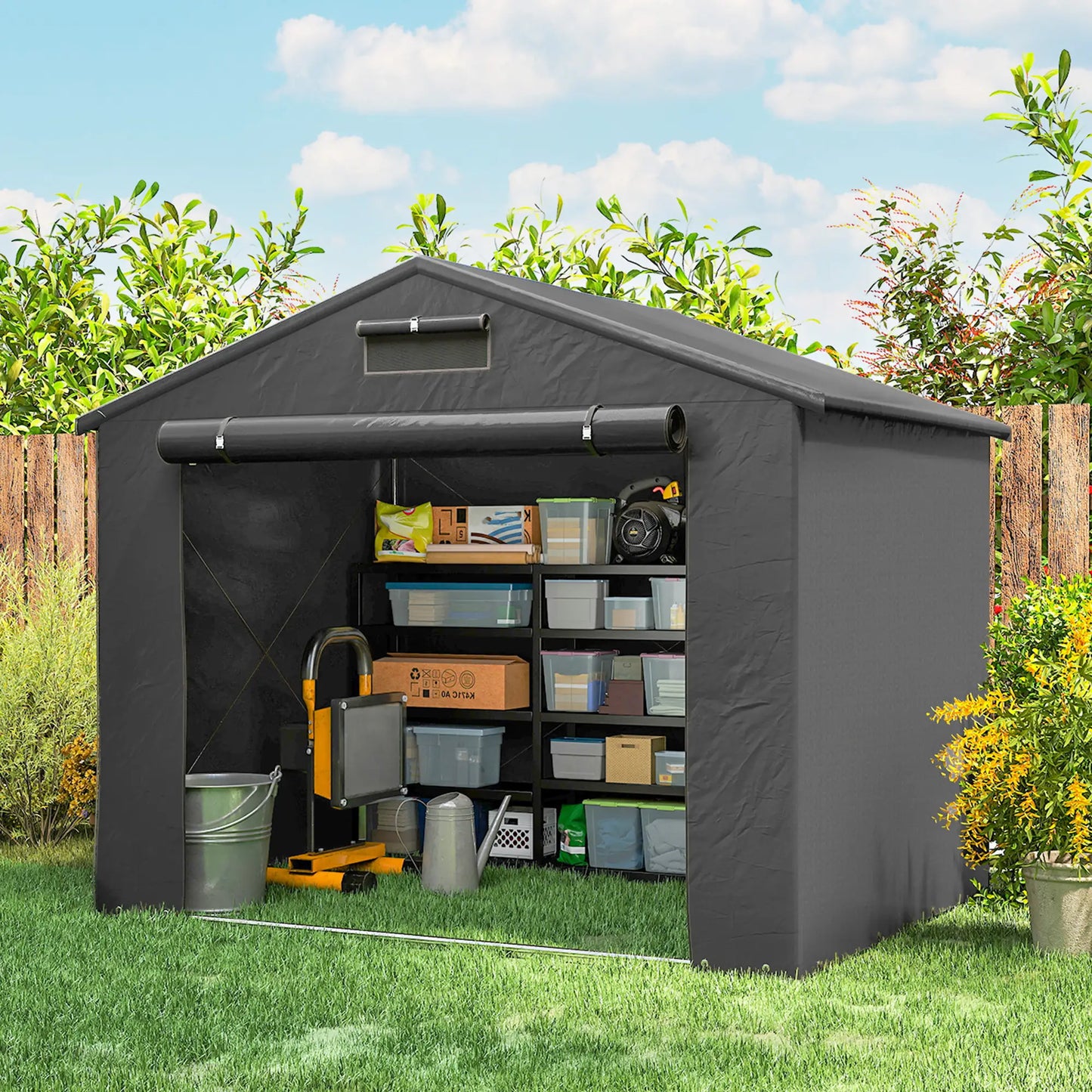 8' x 6' Portable Shed, Waterproof Bike Tent, Dark Grey Sheds at Gallery Canada