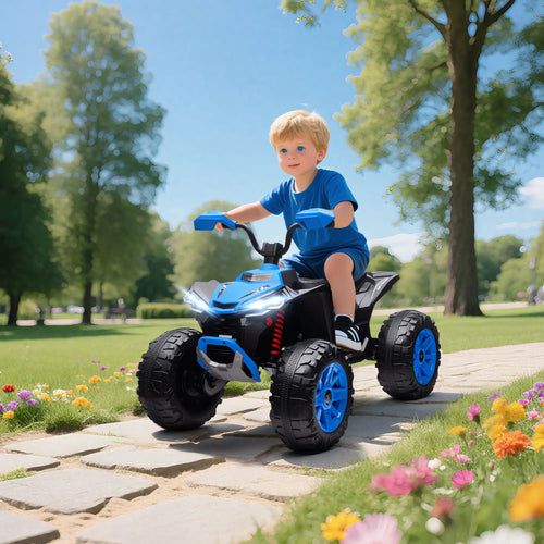 2-Seater All-Terrain 4 Wheeler, 24V Kids ATV Ride-On, Electric Quad Car, Blue