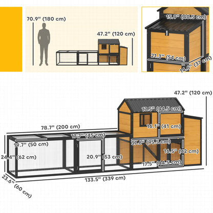 Large 134"L Chicken Coop With Run, Nesting Box, Slide-Out Tray Chicken Coops at Gallery Canada