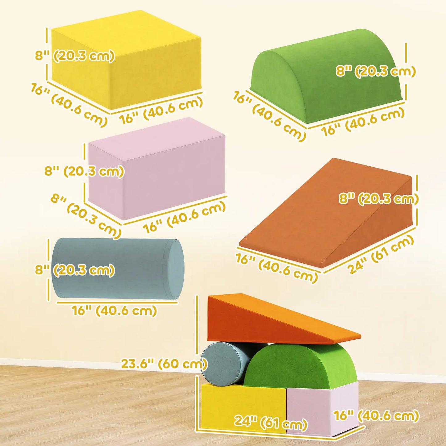 Toddler Climbing Toys, Indoor Play Set, Crawling Sliding, Orange/Green Kids Gym & Playmats at Gallery Canada