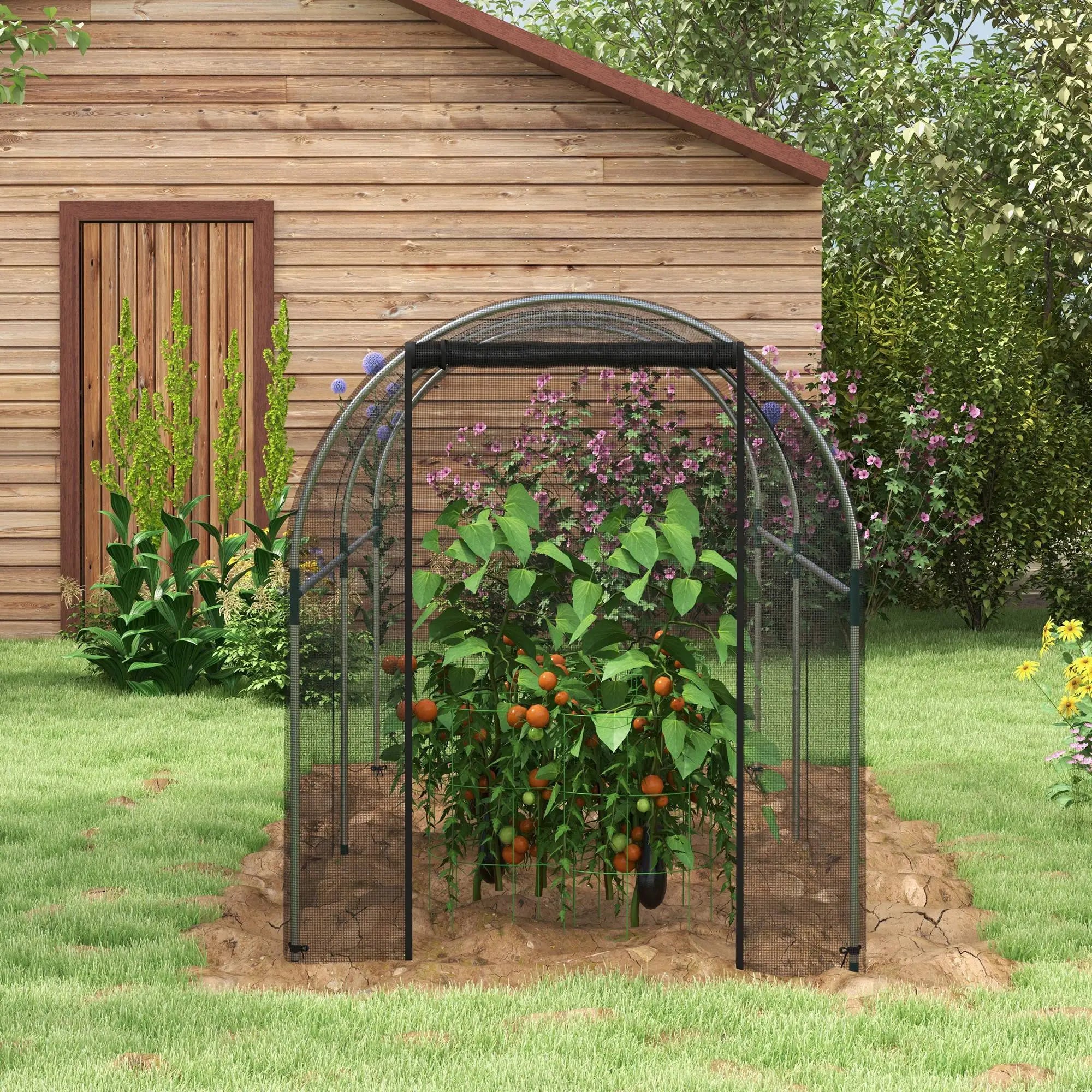 9.8' x 3.9' Crop Cage, Mesh Plant Protection Tent, Galvanised Steel Frame Greenhouses at Gallery Canada