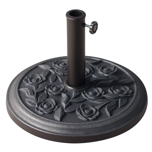 18” Round Patio Umbrella Base, Cast Stone Resin, Bronze