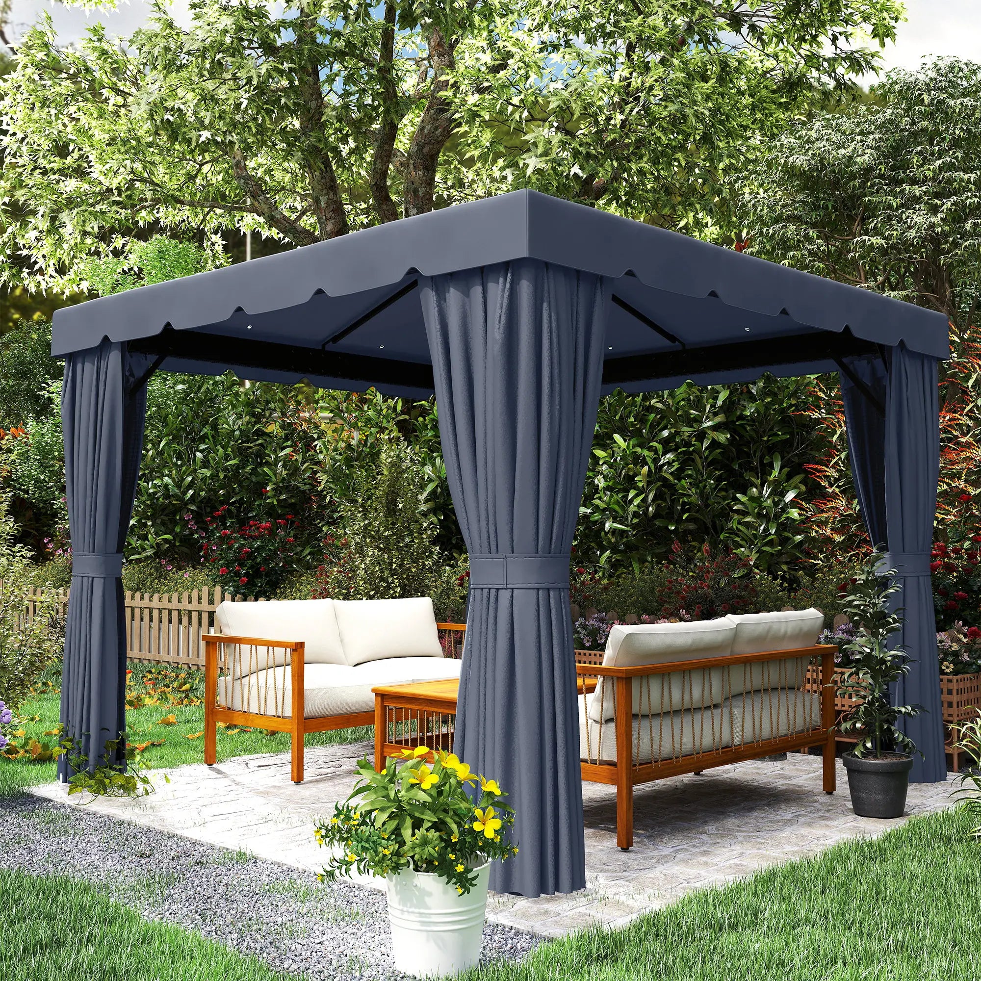 10' X 10' Outdoor Patio Gazebo, Dark Blue Gazebos at Gallery Canada