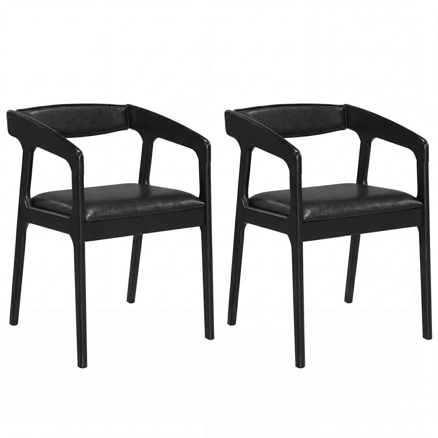 Set of 2 Upholstered Armchairs, Cozy Backrest, Black Dining Chairs at Gallery Canada