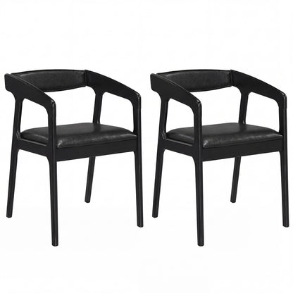 Set of 2 Upholstered Armchairs, Cozy Backrest, Black Dining Chairs at Gallery Canada