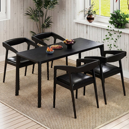Set of 2 Upholstered Armchairs, Cozy Backrest, Black Dining Chairs at Gallery Canada