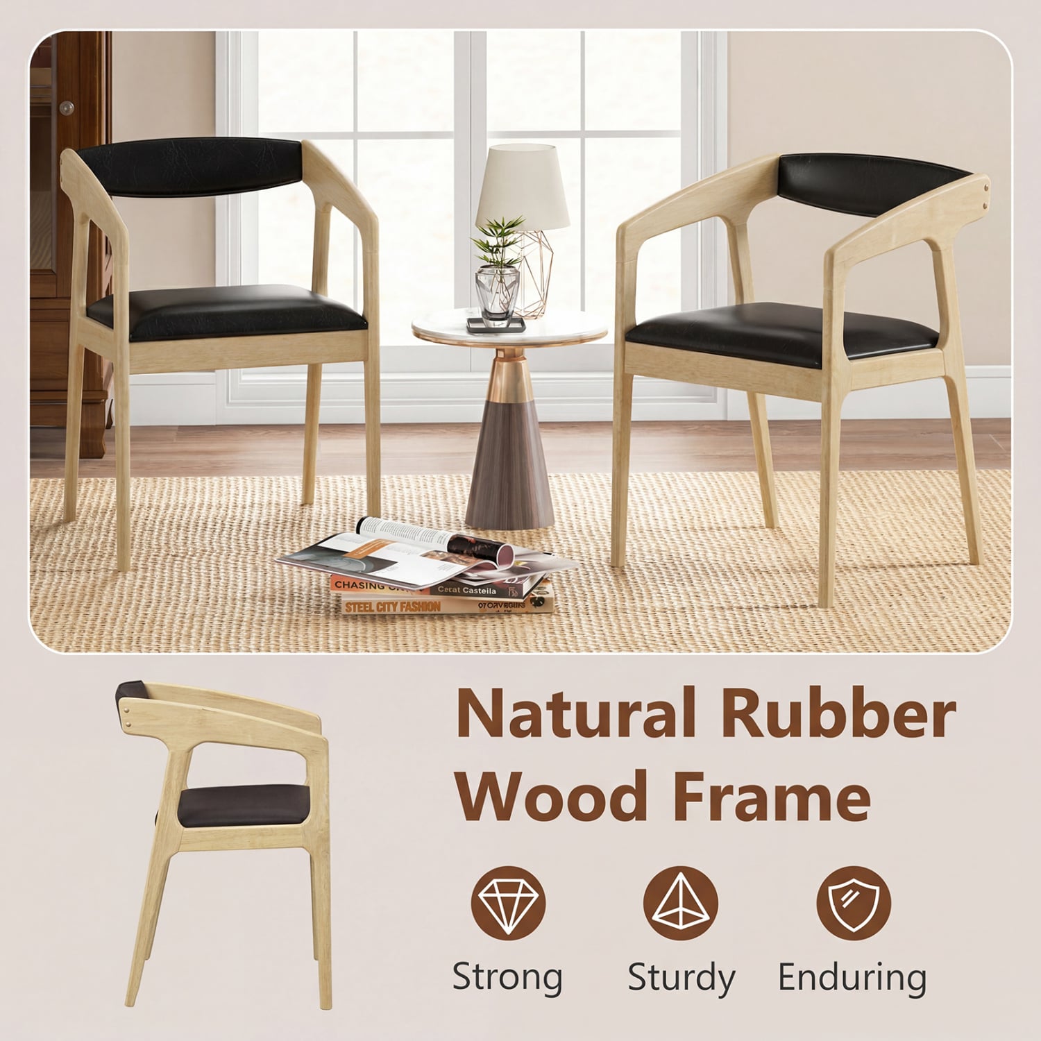Upholstered Armchairs Set of 2, Natural Dining Chairs at Gallery Canada