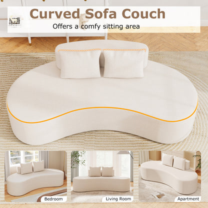 Upholstered Curved Sofa with 2 Cozy Pillows, Beige Sofas & Loveseats at Gallery Canada