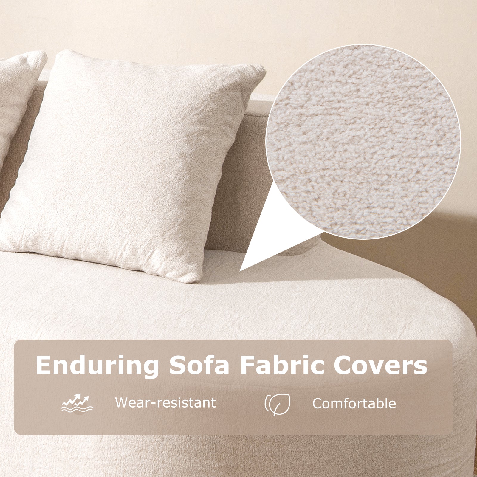 Upholstered Curved Sofa with 2 Cozy Pillows, Beige Sofas & Loveseats at Gallery Canada