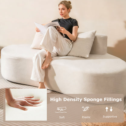 Upholstered Curved Sofa with 2 Cozy Pillows, Beige Sofas & Loveseats at Gallery Canada