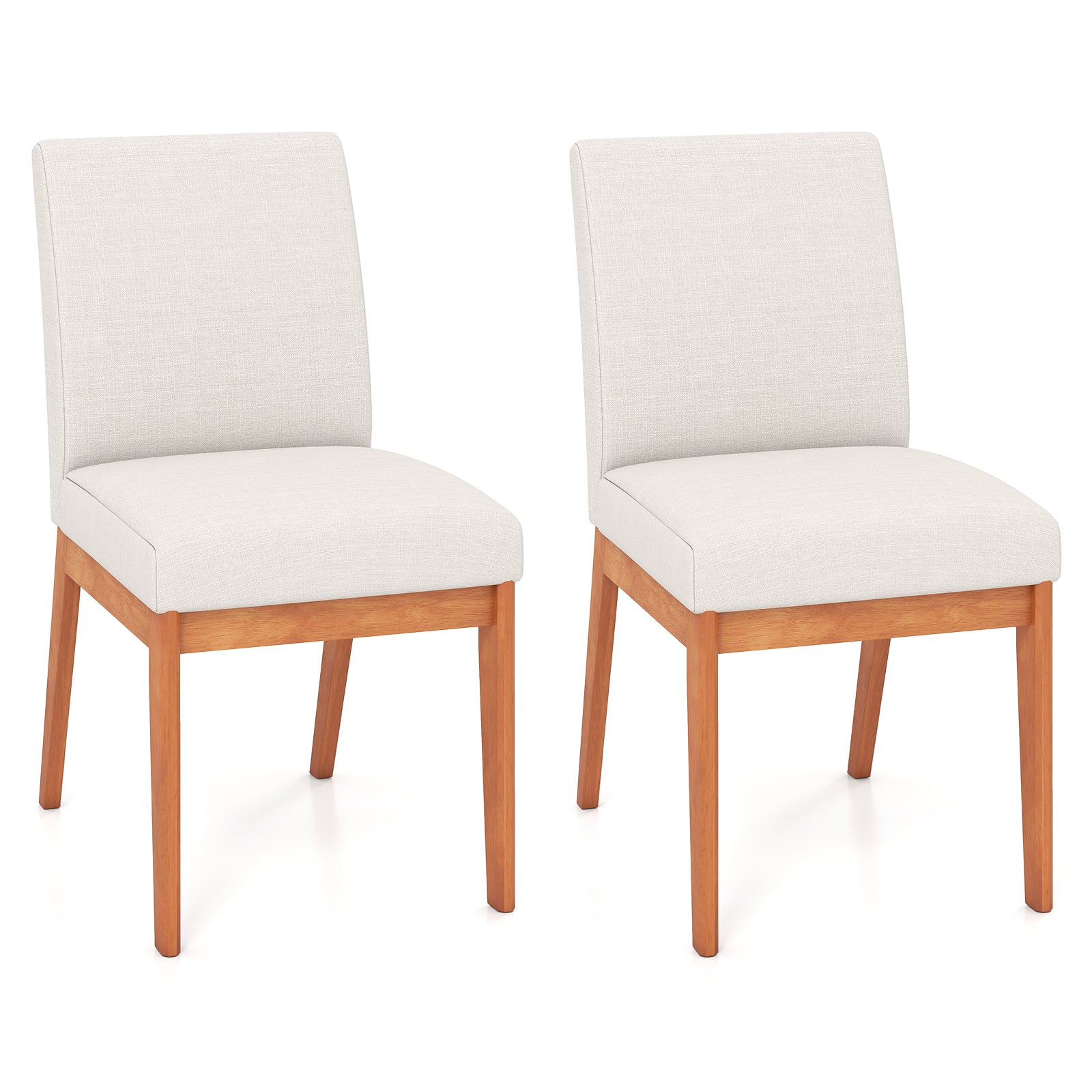 Upholstered Dining Chairs Set of 2 Kitchen Armless Side Chairs with Rubber Wood Legs, Beige Dining Chairs at Gallery Canada