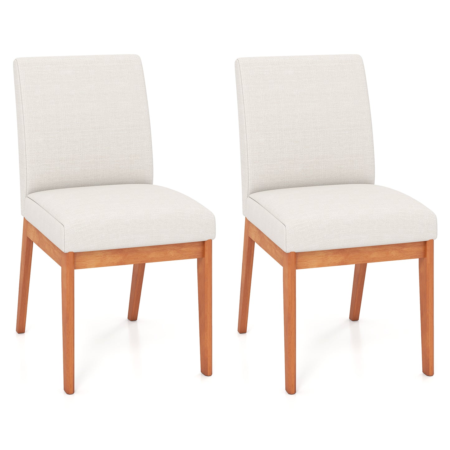 Upholstered Dining Chairs Set of 2 Kitchen Armless Side Chairs with Rubber Wood Legs, Beige Dining Chairs at Gallery Canada