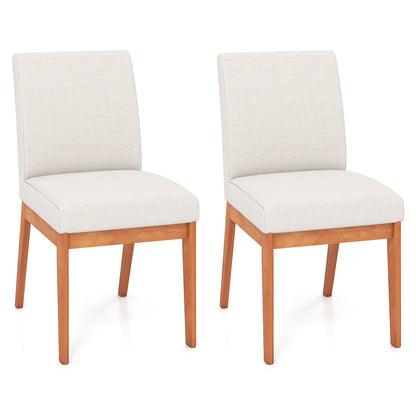 Upholstered Dining Chairs Set of 2 Kitchen Armless Side Chairs with Rubber Wood Legs, Beige Dining Chairs Beige at Gallery Canada