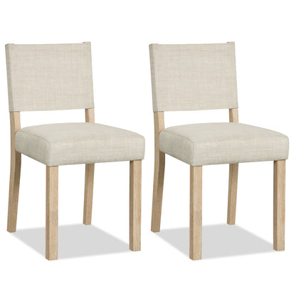 Upholstered Dining Chairs With Rubber Wood Legs, Set Of 2, Beige