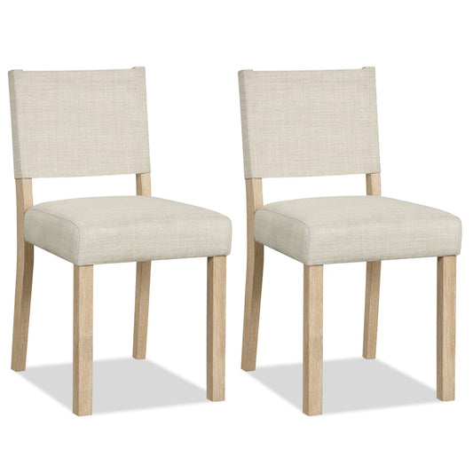 Upholstered Dining Chairs With Rubber Wood Legs, Set Of 2, Beige Dining Chairs Beige at Gallery Canada