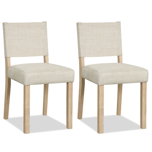 Upholstered Dining Chairs With Rubber Wood Legs, Set Of 2, Beige