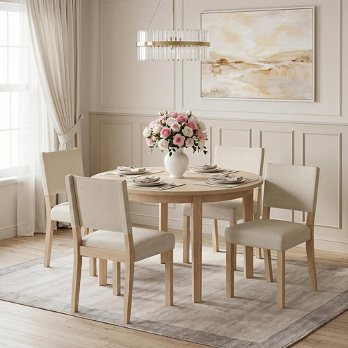 Upholstered Dining Chairs Set of 4, Beige