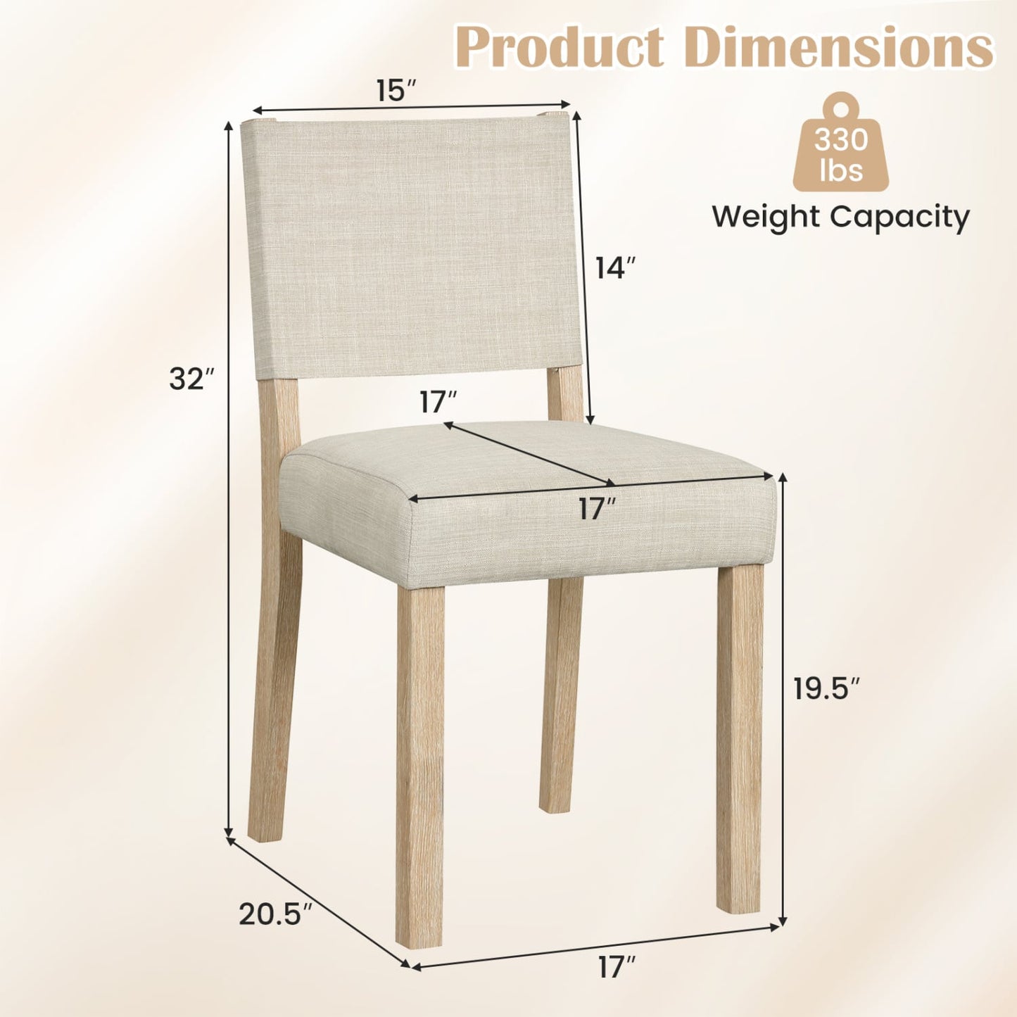 Upholstered Dining Chairs Set of 4, Beige
