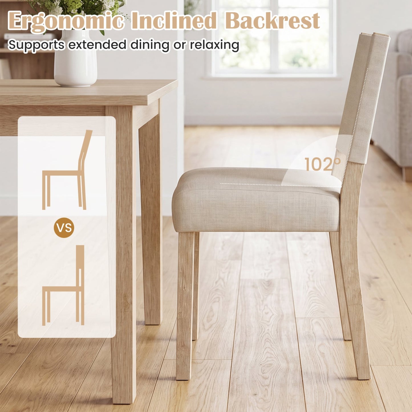Upholstered Dining Chairs Set of 4, Beige