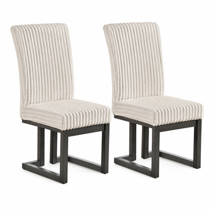 Ensemble de 2 chaises de salle à manger rembourrées, beige