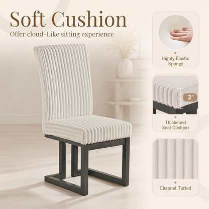 Ensemble de 2 chaises de salle à manger rembourrées, beige