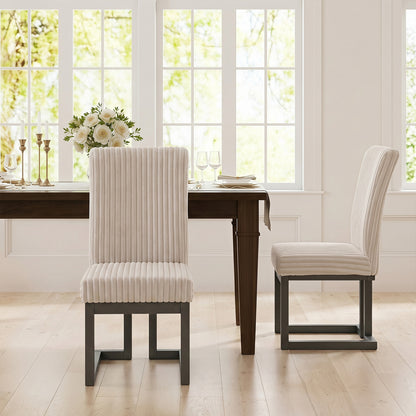 Ensemble de 2 chaises de salle à manger rembourrées, beige