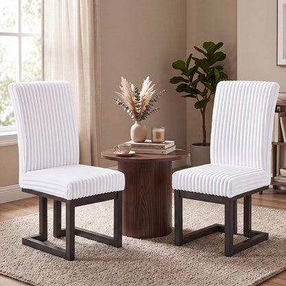 Chaises de salle à manger rembourrées, ensemble de 2, blanc