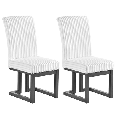 Chaises de salle à manger rembourrées, ensemble de 2, blanc