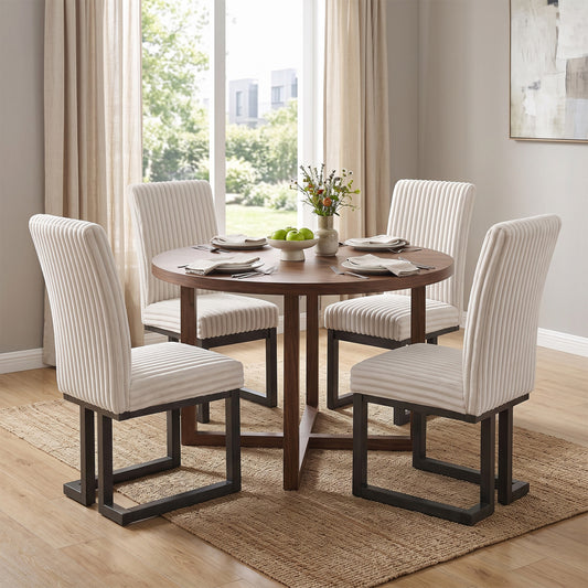 Upholstered Dining Chairs Set of 4, Rubber Wood Legs, Beige Dining Chairs Beige at Gallery Canada