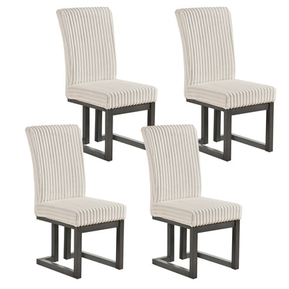 Upholstered Dining Chairs Set of 4, Rubber Wood Legs, Beige