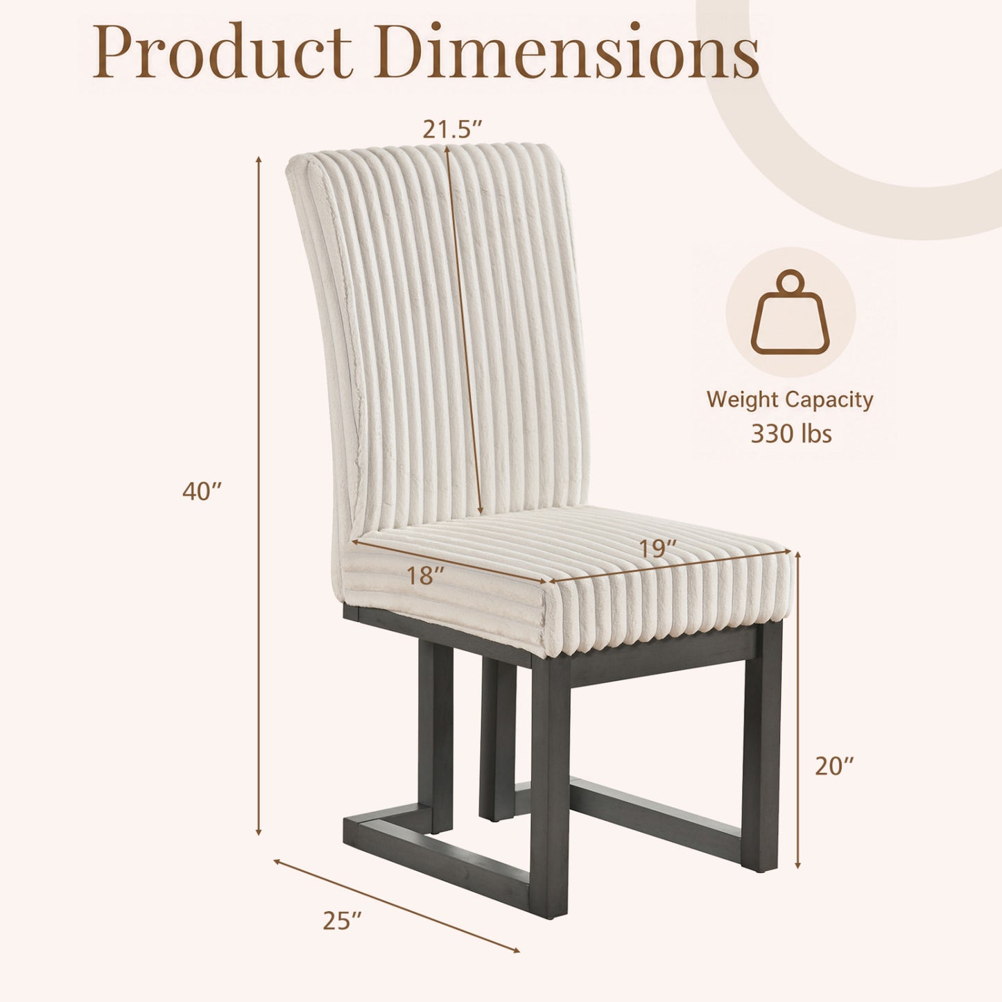 Upholstered Dining Chairs Set of 4, Rubber Wood Legs, Beige