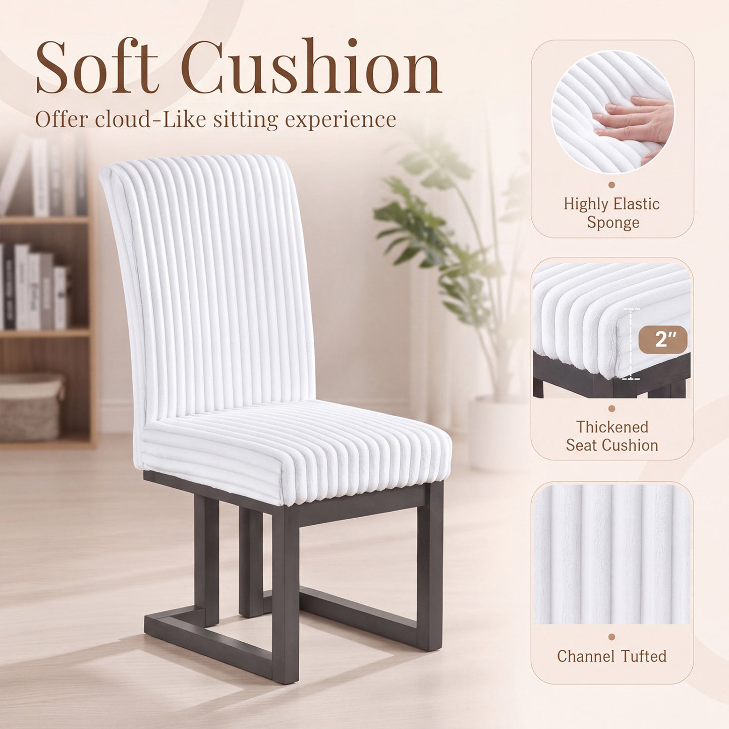 Upholstered Dining Chairs Set of 4, White