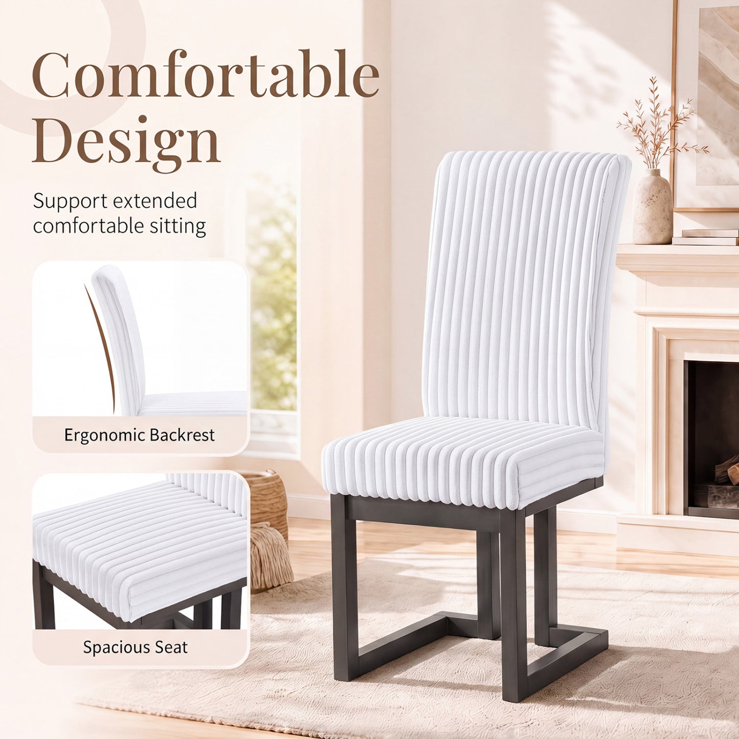 Upholstered Dining Chairs Set of 4, White