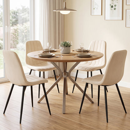 Fabric Dining Chairs Set of 4, Metal Legs, Beige