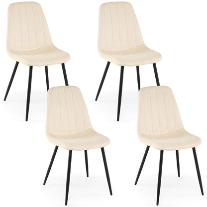 Fabric Dining Chairs Set of 4, Metal Legs, Beige