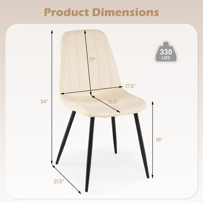 Fabric Dining Chairs Set of 4, Metal Legs, Beige