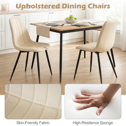 Fabric Dining Chairs Set of 4, Metal Legs, Beige