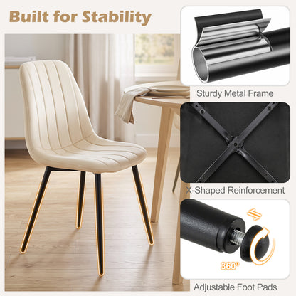 Fabric Dining Chairs Set of 4, Metal Legs, Beige