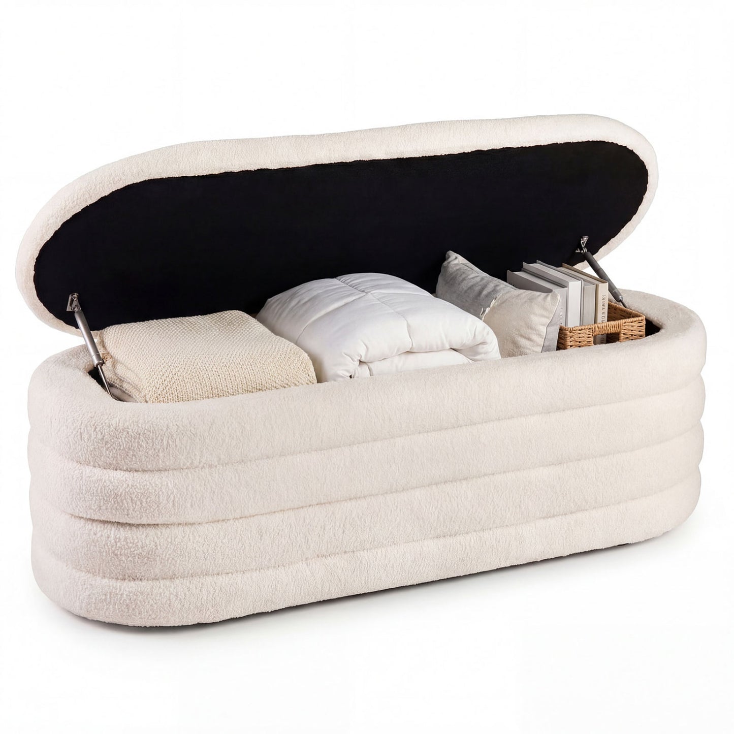 Upholstered Fabric Storage Ottoman Bench, White Shoe Racks & Storage Benches at Gallery Canada