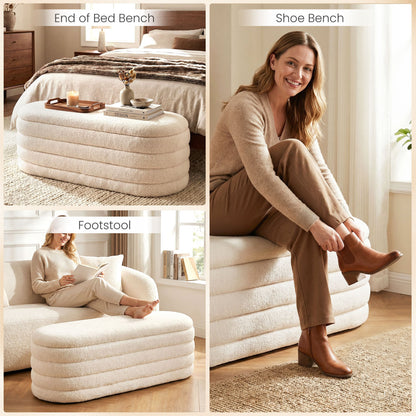 Upholstered Fabric Storage Ottoman Bench, White Shoe Racks & Storage Benches at Gallery Canada