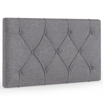 Upholstered Headboard for Twin Size Bed with Fabric Upholstery, Gray Bedding at Gallery Canada