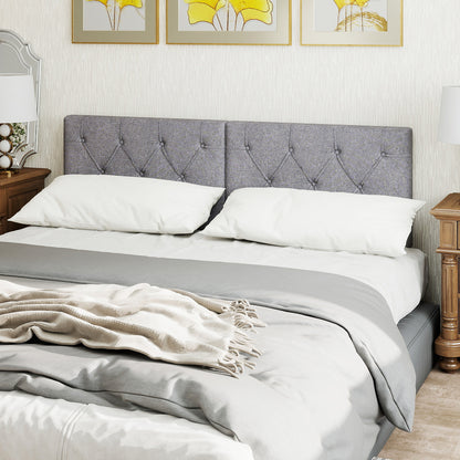 Upholstered Headboard for Twin Size Bed with Fabric Upholstery, Gray Bedding at Gallery Canada