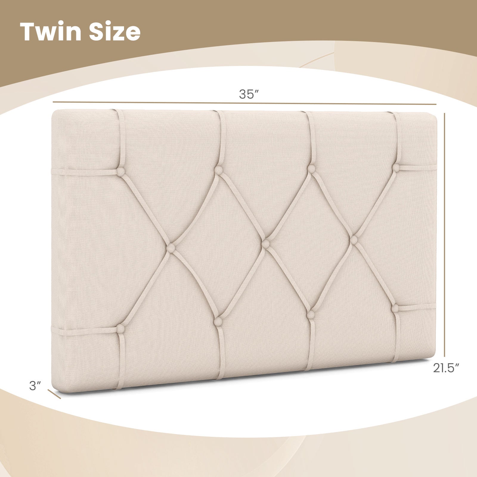 Upholstered Headboard, Twin Size, Fabric, Beige Bedding at Gallery Canada