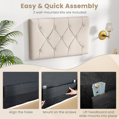 Upholstered Headboard, Twin Size, Fabric, Beige Bedding at Gallery Canada