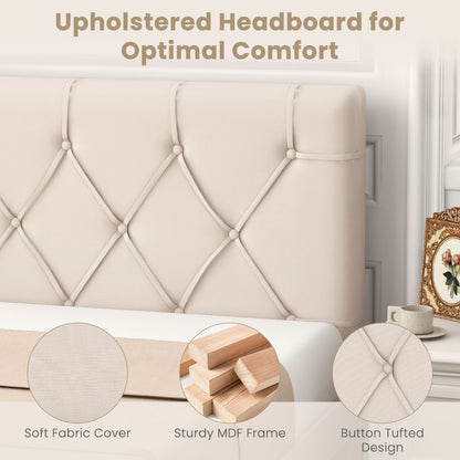 Upholstered Headboard, Twin Size, Fabric, Beige Bedding at Gallery Canada