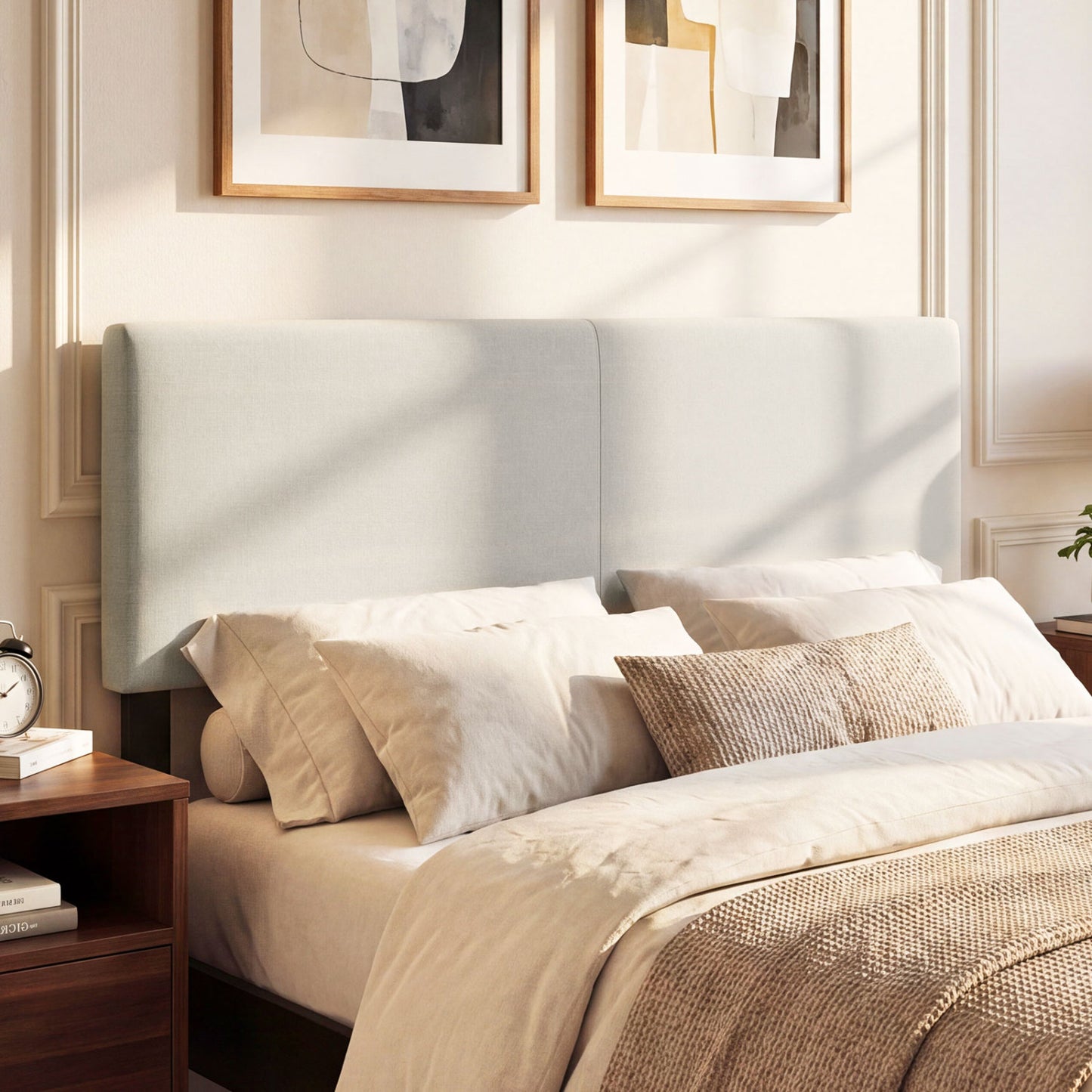 Upholstered Headboard Queen, Full Size, Quilted Linen, Beige Headboards at Gallery Canada