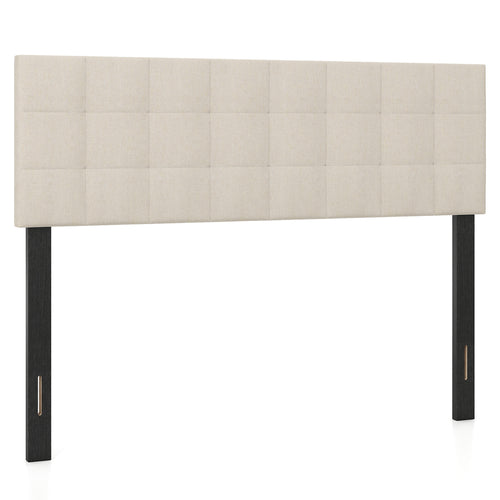 Quilted Grid Linen Headboard, Queen/Full, Beige