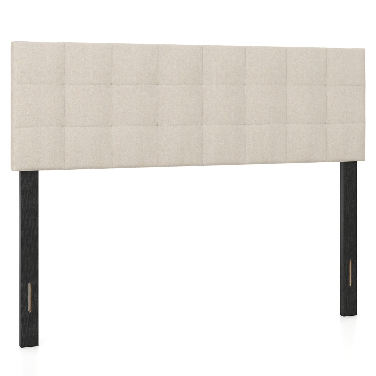 Quilted Grid Linen Headboard, Queen/Full, Beige Headboards at Gallery Canada